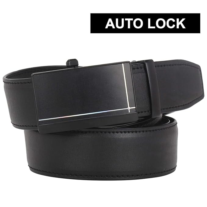 TRADIFY Men's PU Leather Auto Lock Belt