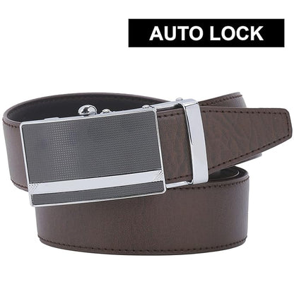 TRADIFY Men's PU Leather Auto Lock & Reversible Belt Combo