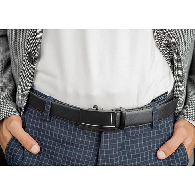 TRADIFY Men's PU Leather Auto Lock Belt