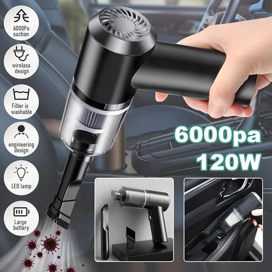 Portable High Power Car Vacuum Cleaner | USB Rechargeable Wireless Handheld Car Vacuum Cleaner Traveling, Camping Reusable,Portable,Rechargeable Vacuum (2 in 1 Vacuum)